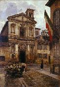 Arturo Ferrari Church of Santo Stefano in Borgogna in Milan Spain oil painting artist